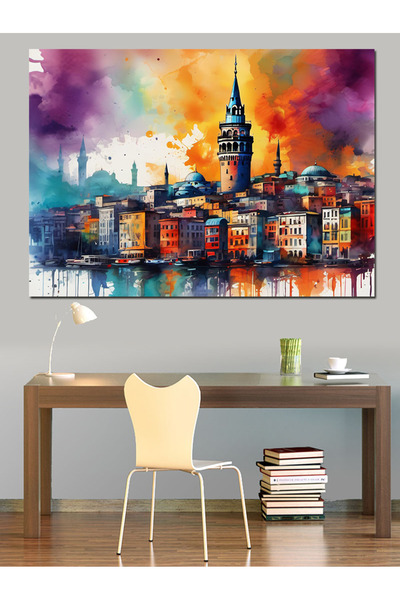 KanvasSepeti İstanbul Galata Kulesi Dekoratif Yağlı boya Dokulu Yüksek kalite...