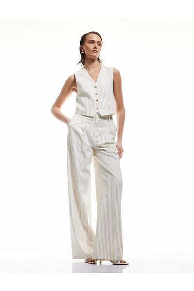 Koton High Waist Palazzo Trousers with Pockets and Pleat Detail