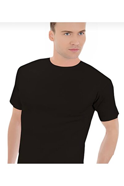Ceylanoğlu 6 Lı Paket Siyah Erkek Penye Süprem Sıfır Yaka Kısa Kol Atlet-05