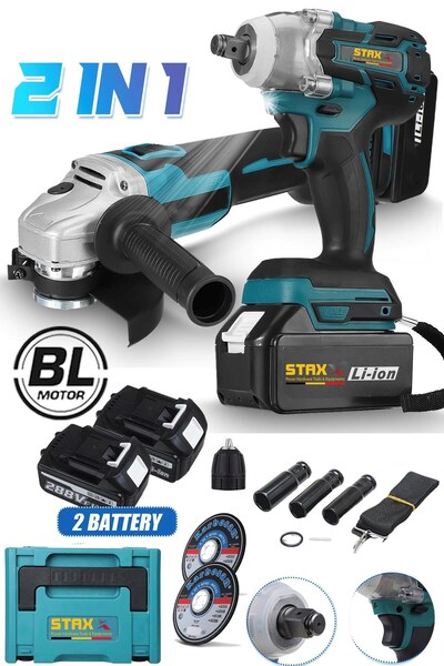 STAXX POWER Muhteşem BL5820 2li Süper Seri Kömürsüz Titanyum Şarjlı Taşlama Ş...