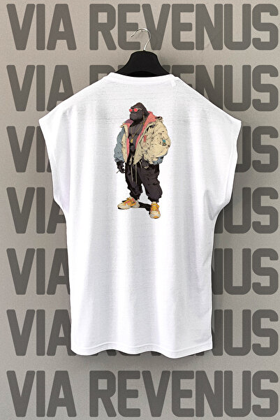 Vordevia Tricou sport cu mânecă zero cu imprimeu pe spate Gorilla