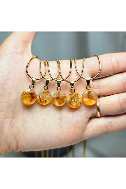 Singincraft 1 ADET - Zirve Kalite Sitrin (Bereket - Şans Taşı) Doğal Taş Koly...