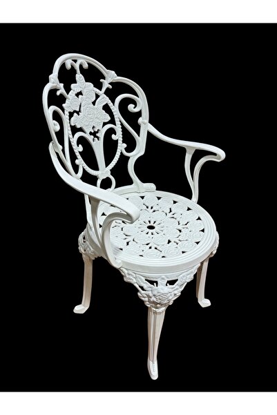 Fatih Ural Döküm PLASTİK FERFORJE SANDALYE-DÖKÜM GÖRÜNÜMLÜ PLASTİK GÜLLÜ SANDALYE BEYAZ