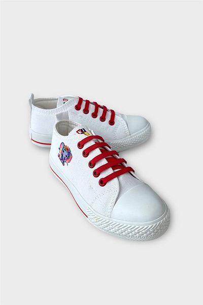 Liger Pantofi sport pentru copii Smart Lacing Daily Linen ALB - ROSU