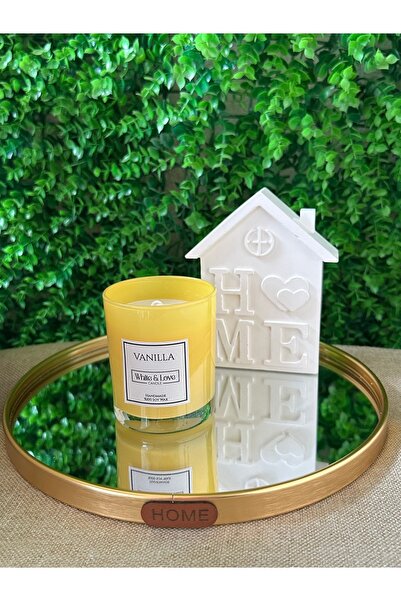 LOVE Dekoratif aynalı gold tepsi 20 cm