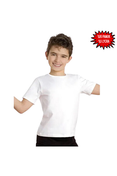 HediyeMania Alb material elastic guler rotund Tricou pentru copii Calitate 1 ...