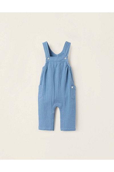 Ziddy Cotton Muslin Jumpsuit for Newborns, Turquoise