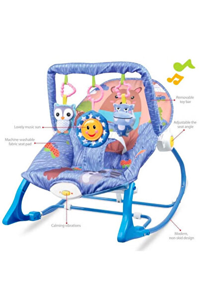 Primo Plus كرسي هزاز للأطفال قابل للطي مع موسيقى واهتزاز وألعاب معلقة