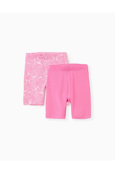 Ziddy Pack of 2 Cycling Shorts for Baby Girls 'Shells', Pink