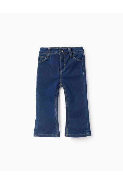 Ziddy Denim Trousers with Contrast Stitching for Baby Girls 'Flare', Blue