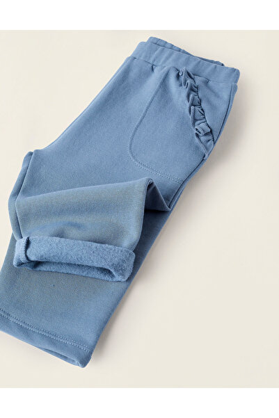 Ziddy Fleece Frilled Trousers for Newborn Girls, Blue