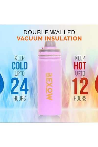 BEXOW Double Wall Vacuum Flask Insulated Stainless Steel Water Bottle for Hot and Cold Beverages