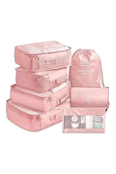 Primo Plus 7-piece Waterproof Luggage Set Pink Pr174
