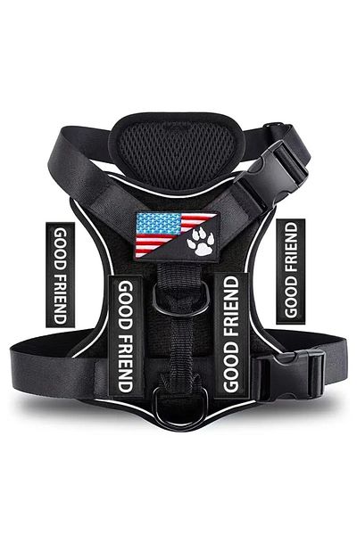 Choice XL black Dog Harness, Reflective Dog Vest Harness With 5PCS Patches, Adjustable Soft Oxford Pet Harn