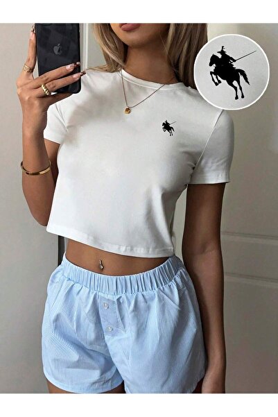 EVIus Γυναίκα, Μινιμαλιστικό άλογο και ιππότης με τύπωμα , Tee Crop,