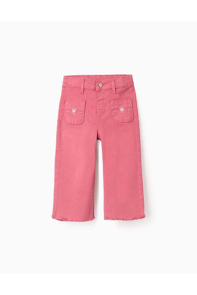 Ziddy Trousers with Cross-Stitch Details for Baby Girls, Pink