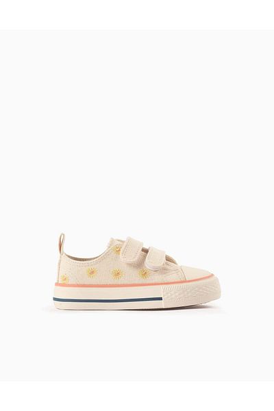 Ziddy Trainers with Flowers for Baby Girls '50's Sneakers', Beige