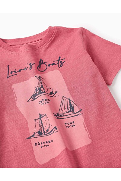 Ziddy Cotton T-shirt for Boys 'Boats', Red