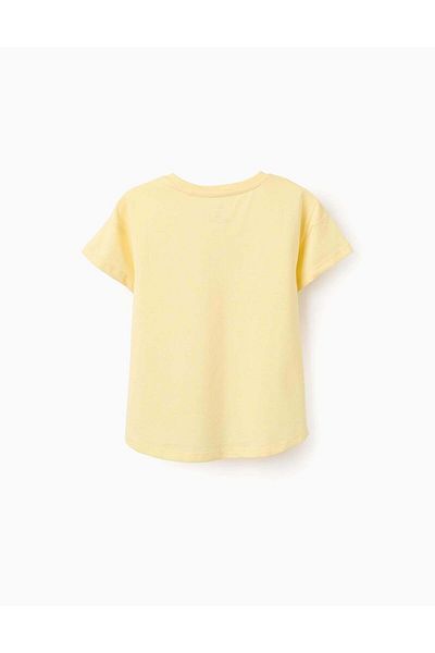 Ziddy Cotton T-shirt with Motif for Girls 'Sunshine', Yellow