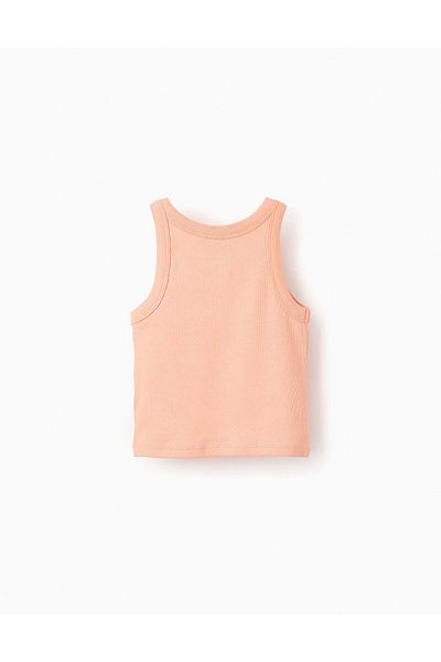 Ziddy Ribbed Top for Girls, Coral