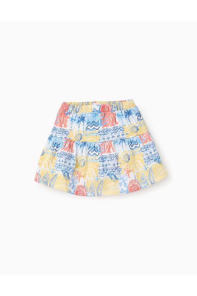 Ziddy Skort with Motif for Girls, Yellow/Blue/White