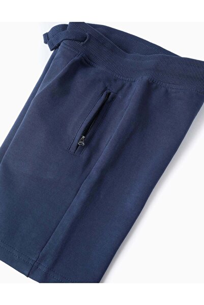 Ziddy Joggers Shorts with Zip Pockets for Boys, Dark Blue