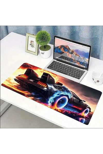 sgeteknoloji 70X30 cm Neon Fire Car Themed Non-Slip Base Speed Surface Player Mouse Pad Gaming
