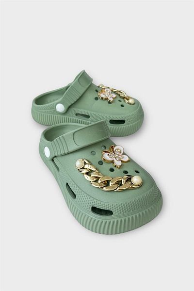 Liger Children's Stone Cross Slippers Garden Beach Seaside Pool Slippers Green