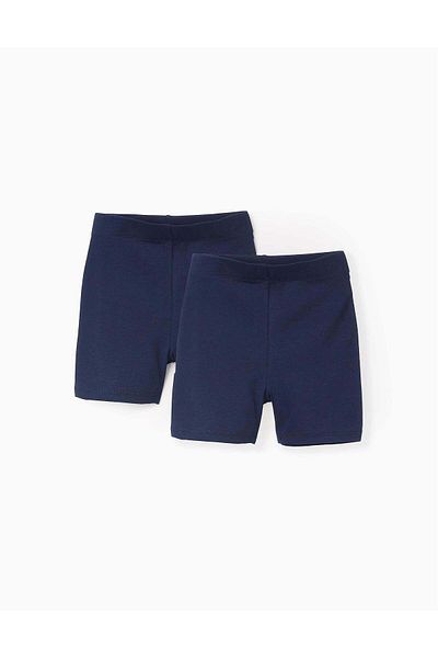 Ziddy Pack of 2 Jersey Shorts for Girls, Dark Blue