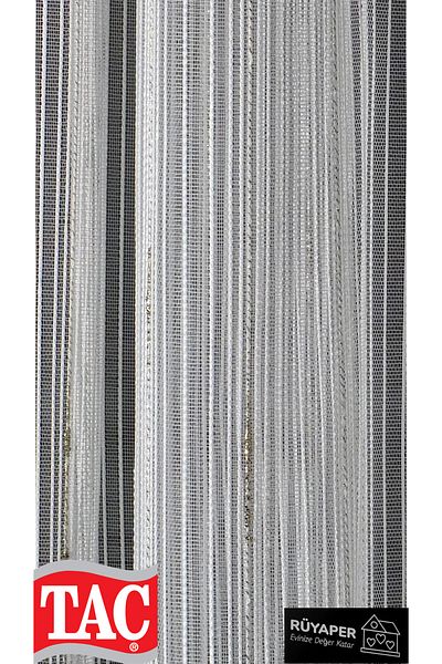 Taç Dream Chain Tulle Curtain Vertical Stripes Gold Drop Detail 1/3 Dense Pleats Does Not Wrinkle Does Not Want to Iron