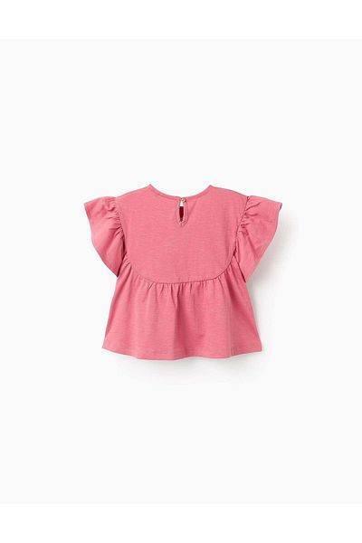 Ziddy Cross-Stitch Printed T-shirt for Baby Girls, Pink