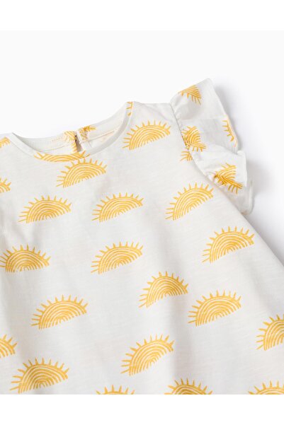 Ziddy T-shirt + Cotton Shorts for Baby Girls 'Sun', White/Blue