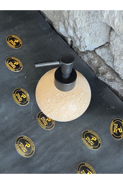 Polen Stone Natural Travertine Stone Orange Model Liquid Soap Dispenser
