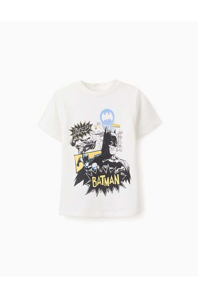 Ziddy Cotton T-shirt for Boys 'Batman', White