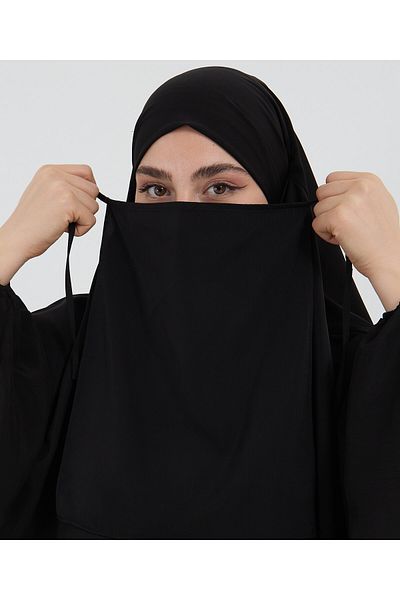 Mihrisina collection Hijab Single Layer Souffle Black Khimar Hijab Medina Silk