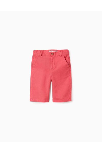 Ziddy Cotton and Linen Chino Shorts for Boys 'Long', Red