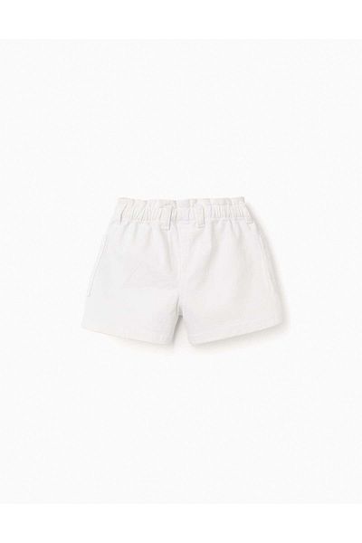 Ziddy Paperbag Waist Shorts for Baby Girls, White