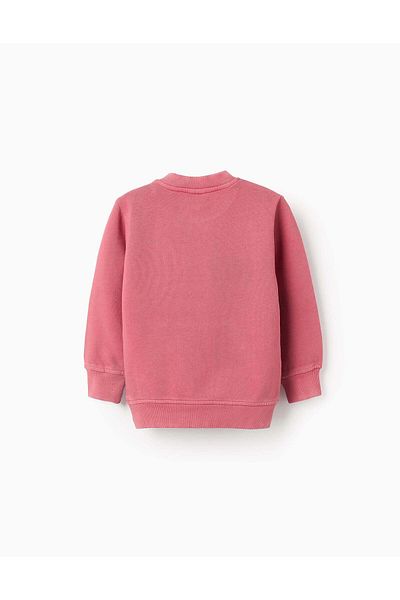 Ziddy Cotton Sweatshirt with Kangaroo Pocket for Baby Boys, Dark Pink