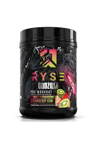 RYSE Godzilla Pre Workout, Pump & Energy, Strawberry Kiwi, 1.9 LB
