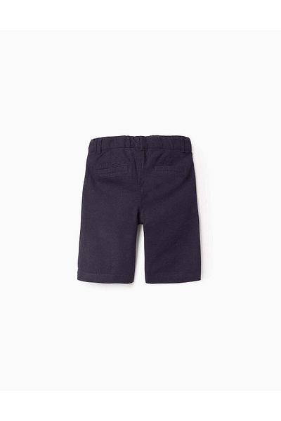 Ziddy Cotton and Linen Chino Shorts for Boys 'Long', Dark Blue