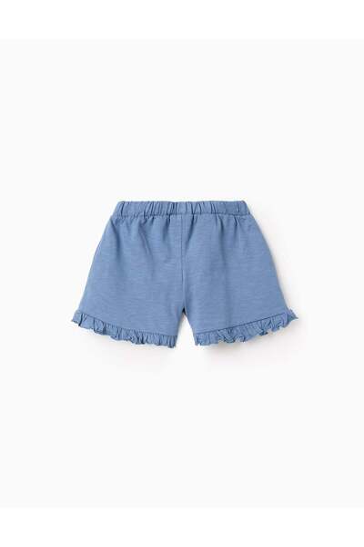 Ziddy Cotton Shorts with Frills for Girls 'My Paradise', Blue