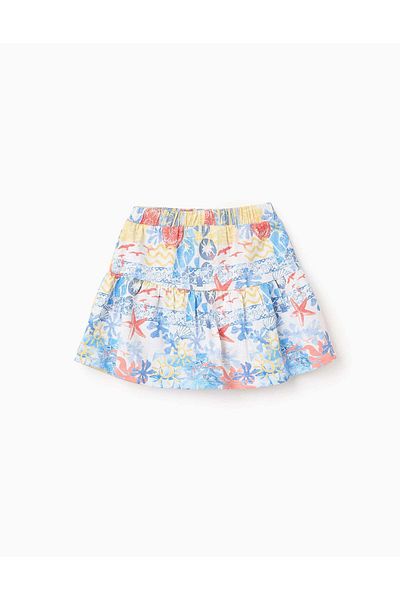 Ziddy Skort with Motif for Girls, Yellow/Blue/White