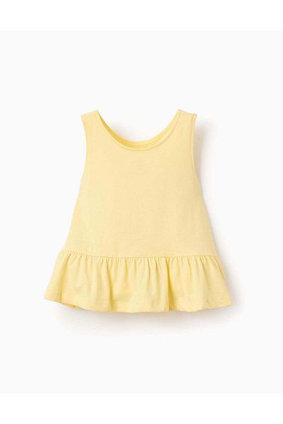 Ziddy Cotton Top with Sequins and Frills for Girls 'Island', Yellow