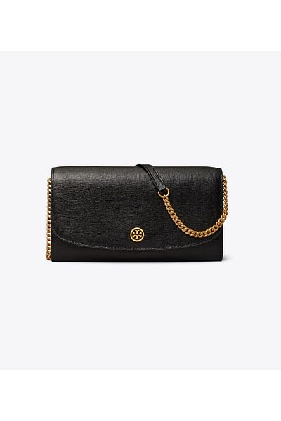 Tory Burch Robinson Leather Wallet on a Chain in Cardamom