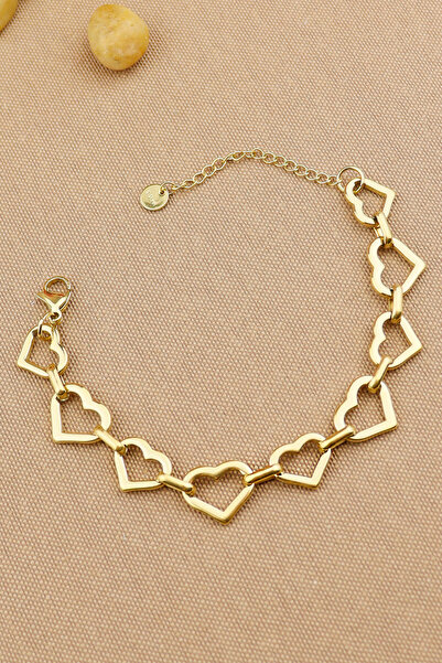 Keyifli Hayaller Çelik Bileklik Halka Kalpli Zincir 316L Çelik Kararmaz Trend Çelik Bileklik 19+5 cm