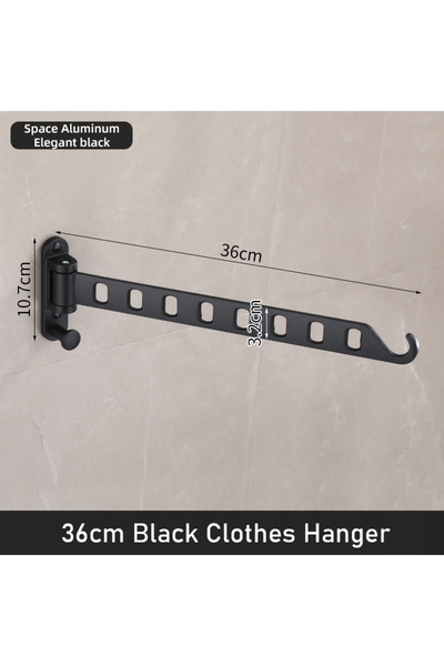 Choice 36cm Black Foldable Clothes Rack Drying Clothes Hanger Wall Mounted Dr...