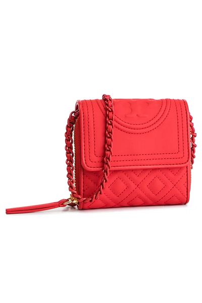 Tory Burch محفظة ميني فليمنج غير لامعة على سلسلة