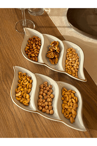 FBE HOME Yaldızlı 3 Bölmeli Çerezlik, Sunumluk 2 Adet