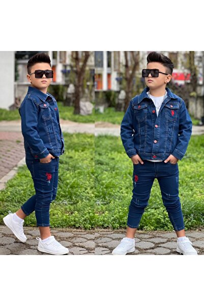 berilelabutik Erkek Çocuk Kot Ceket Pantolon Takım