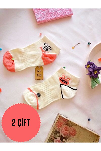 ENEFENDİ 2 чифта дамски чорапи с мек връх, без шевове, от памук, къси до глез...
